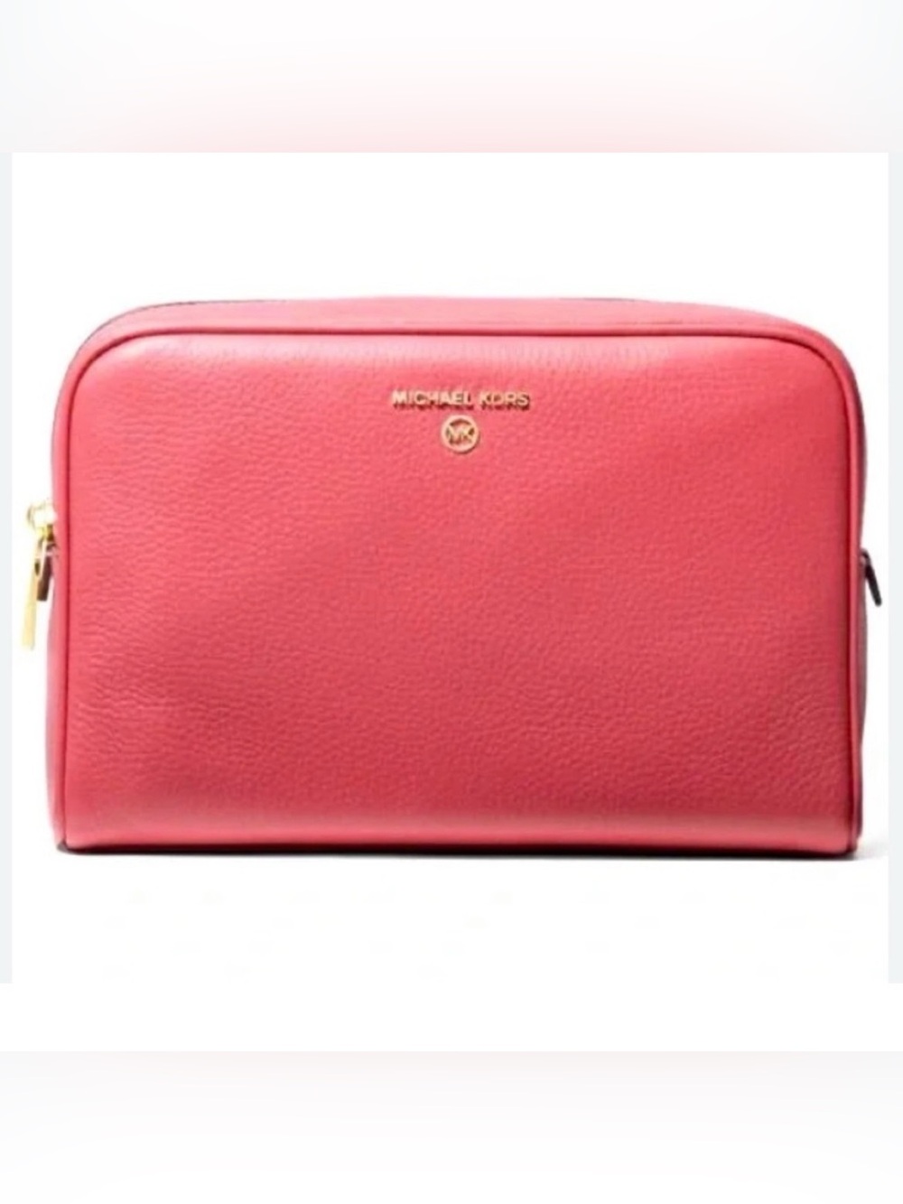 Michael Kors Pink Leather Travel Pouch with Gold Hardware, Light Berry Sorbet